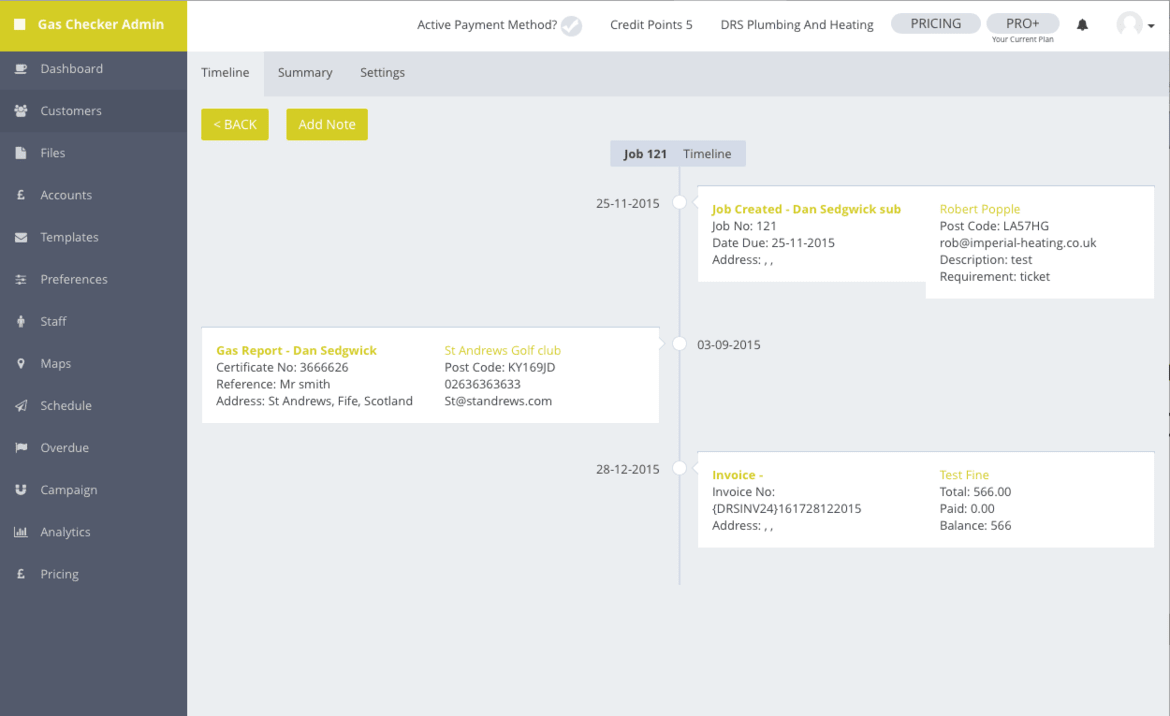 Job timeline