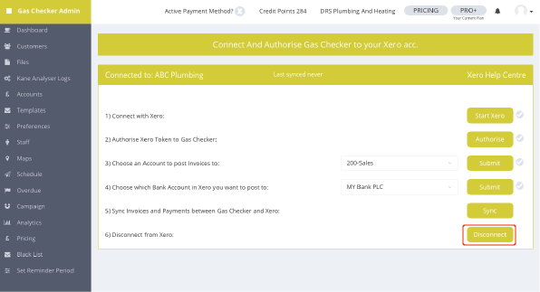 Xero Disconnect